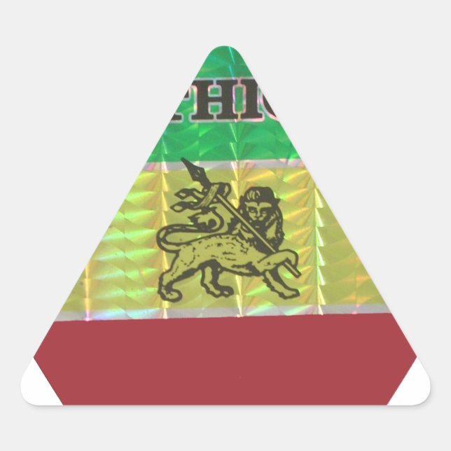 Sticker Triangulaire I Love Heart Ethiopie : Drapeau Art Motif (Devant)