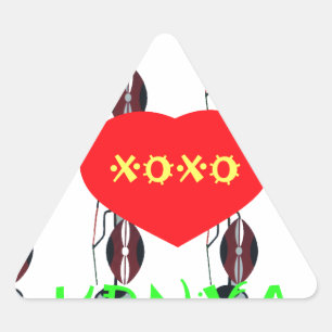 Sticker Triangulaire I Love Kenya Massai Art Print