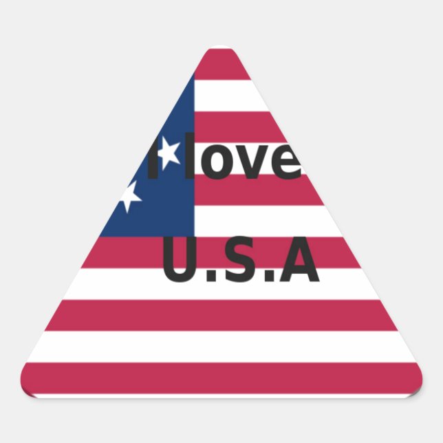 Sticker Triangulaire I Love U.S.A. Swirl : Patriotic Heart Art Imprimer (Devant)
