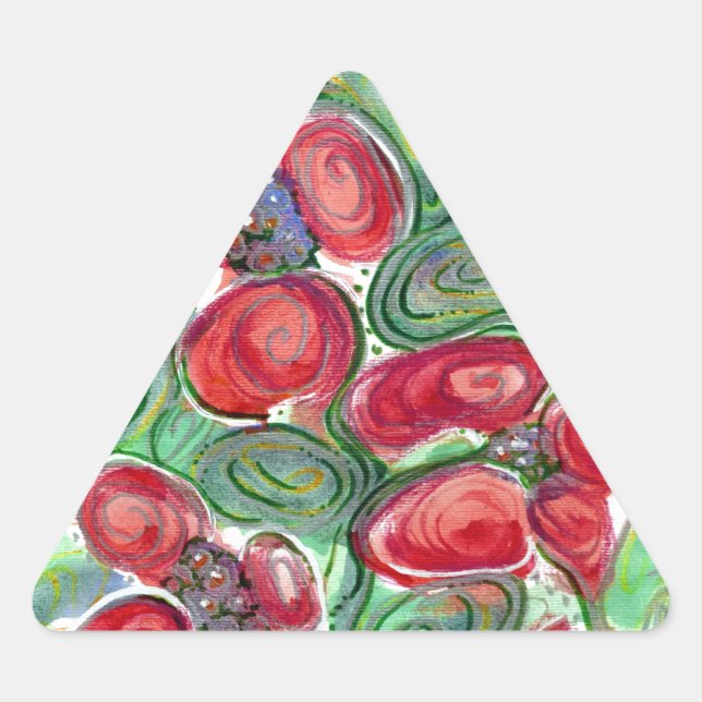 Sticker Triangulaire Imaginaire Fleurs rouges (Devant)