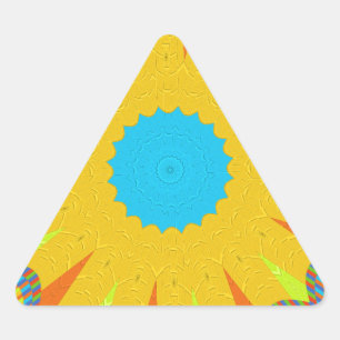 Sticker Triangulaire Impression Cyan et Gold Mandala Art