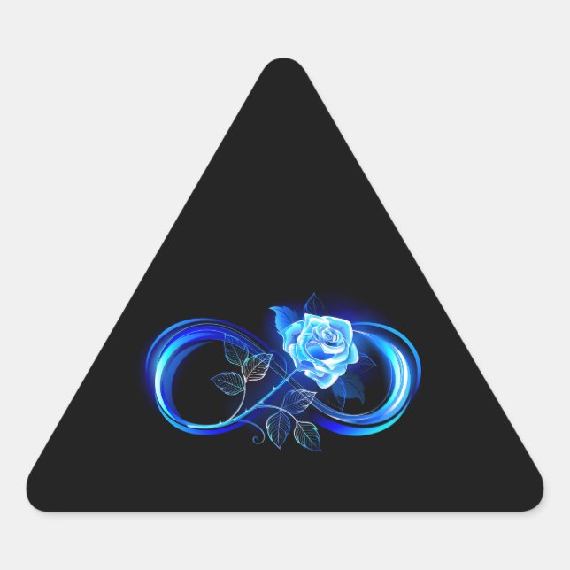 Sticker Triangulaire Infini lumineux avec rose bleue (Devant)