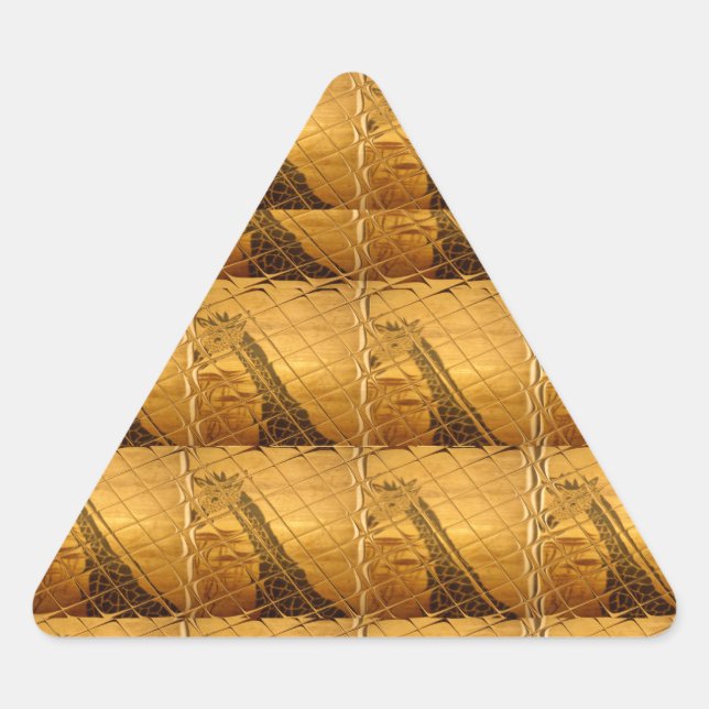Sticker Triangulaire Infinie Golden Giraffe Animal Motif Art Imprimer (Devant)