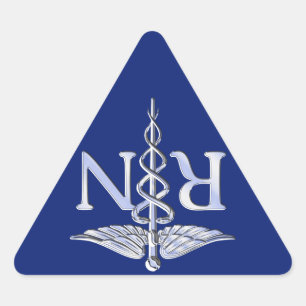 Sticker Triangulaire Infirmière inscrite RN Silver Caduceus Navy Blue 