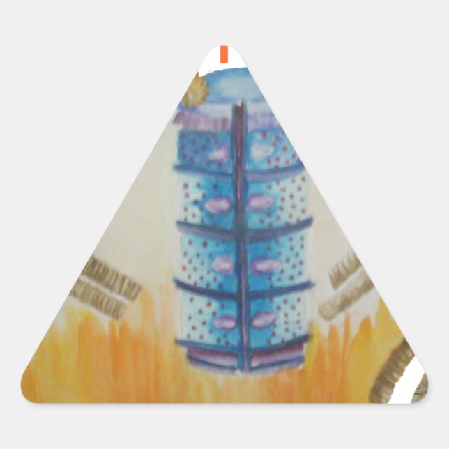 Sticker Triangulaire Jambo Jumbo African Kids Elephants Art Imprimer (Devant)