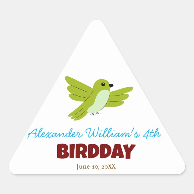 Sticker Triangulaire Joli oiseau vert d'été anniversaire (Devant)