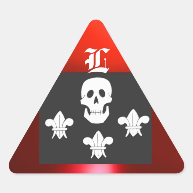 STICKER TRIANGULAIRE JOLLY ROGER SKULL ET TROIS LIEUX FLAG MONOGRAM (Devant)