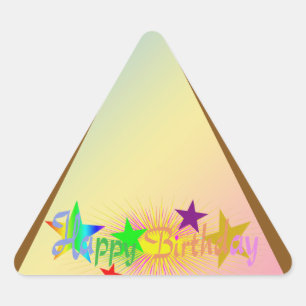 Sticker Triangulaire Joyeux anniversaire et étoiles -
