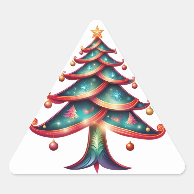 Sticker Triangulaire Joyeux arbre lumineux (Devant)