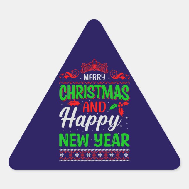 Sticker Triangulaire Joyeux Noël Et Joyeux Nouvel An-61064 (Devant)