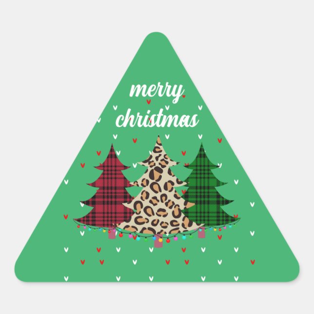 Sticker Triangulaire Joyeux Noël Moderne & Élégant  (Devant)