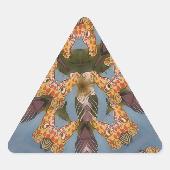 Sticker Triangulaire Kaleidoscope Giraffe Mandala : Safari Art Abstrait (Devant)