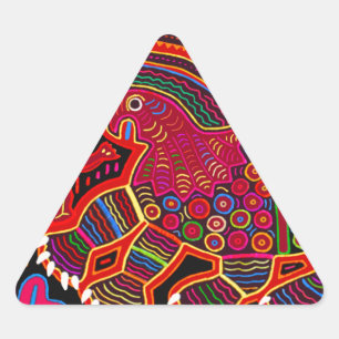 Sticker Triangulaire Kuna Indien Ami Dragon Mola