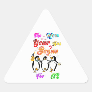 Sticker Triangulaire La Nouvelle Année A Commencé Pour Nous