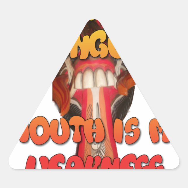 Sticker Triangulaire Langue Tirée : Drôle Citation Langue Colorée Texte (Devant)