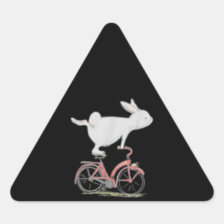 Sticker Triangulaire Lapin Mignonne Sur Vélo Vélo Vélo Vélo Vélo