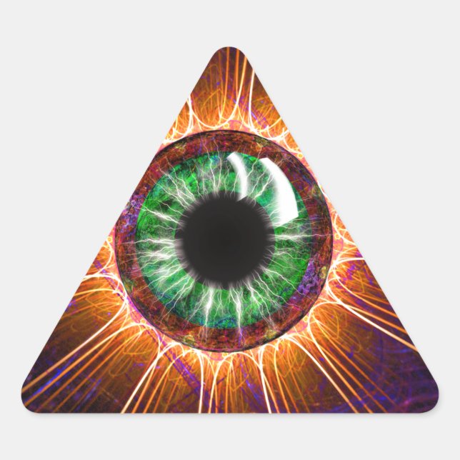 Sticker Triangulaire L'art fractal des yeux de Tesla (Devant)