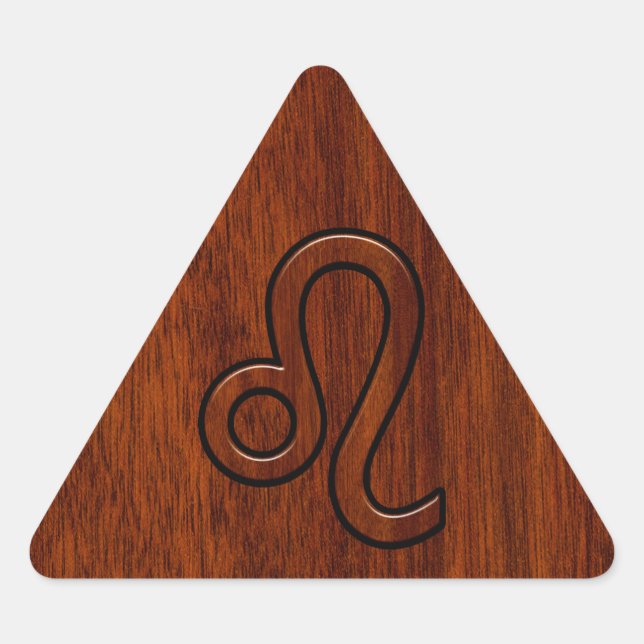 Sticker Triangulaire Leo Zodiac Connexion style bois acajou Brown (Devant)