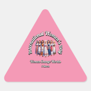 Sticker Triangulaire Les Femmes Changent Le Monde. Journée internationa