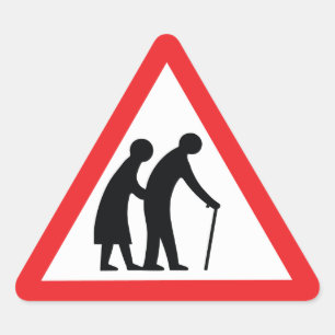 Sticker Triangulaire Les personnes âgées de PRÉCAUTION - poteau de