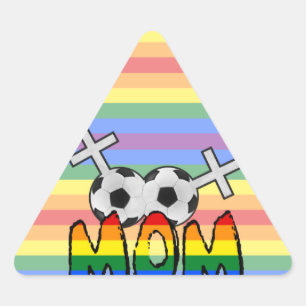 Sticker Triangulaire Lesbian Soccer Mom (avec arc-en-ciel)