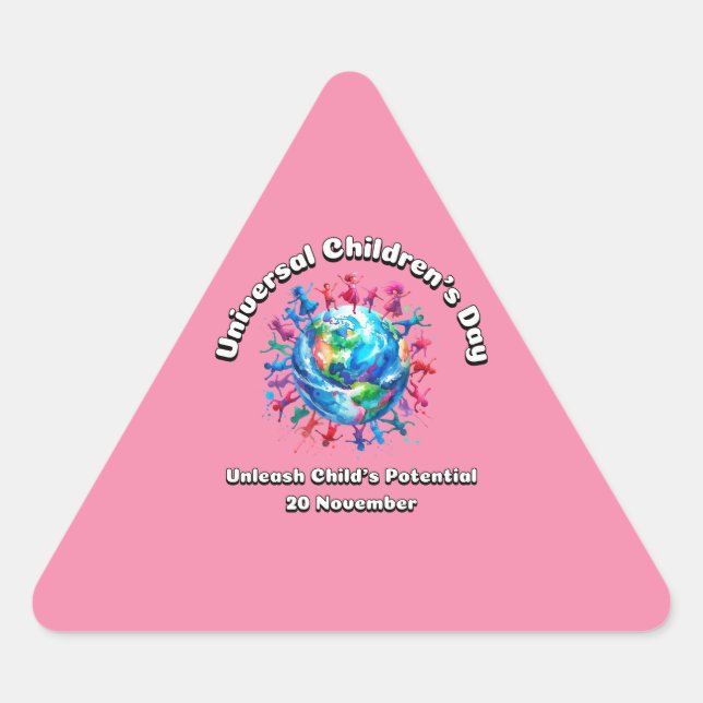 Sticker Triangulaire Libérez le potentiel de l'enfant. Journée mondiale (Devant)
