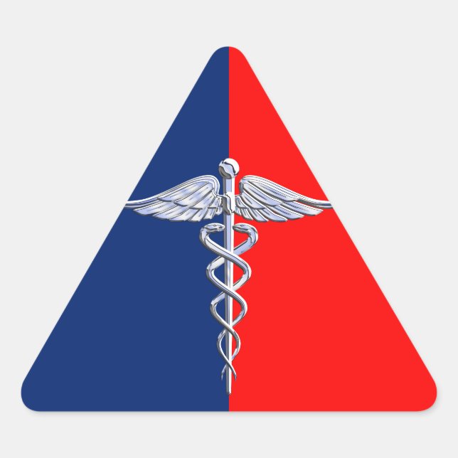 Sticker Triangulaire Ligue des symboles médicaux de Silver Caduceus (Devant)
