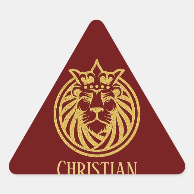 Sticker Triangulaire Lion Avec Couronne - Style Or 4 (Devant)