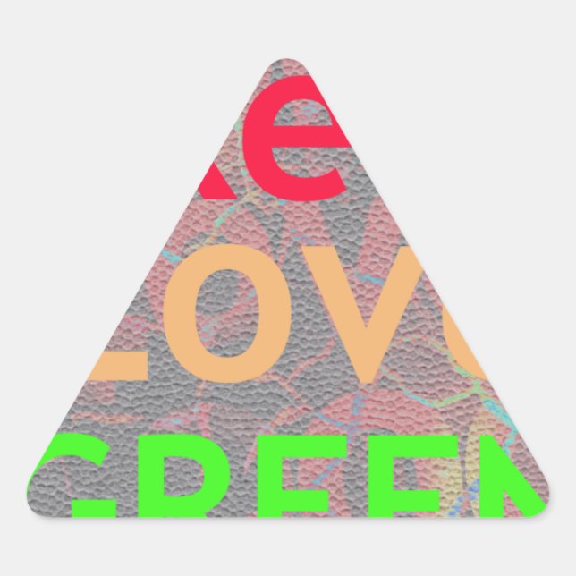STICKER TRIANGULAIRE LOVE RED GOLDEN VERT (Devant)