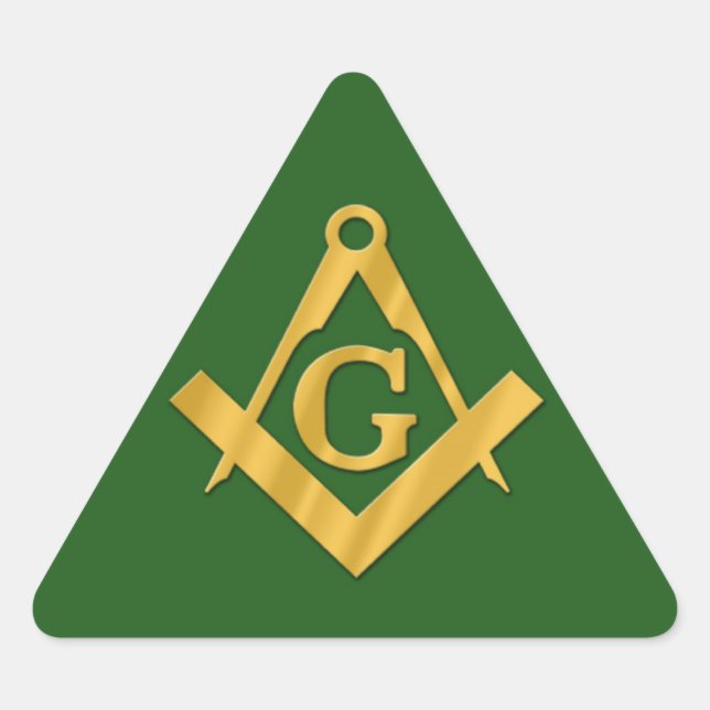 Sticker Triangulaire Mason Masonic sur Vert (Devant)