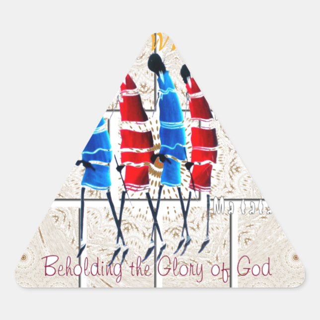 Sticker Triangulaire Massai Morans art chrétien Imprimer (Devant)