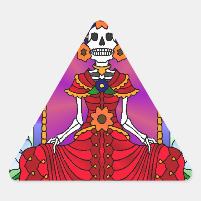 Sticker Triangulaire Meilleur Vendre Sugar Skull (Devant)