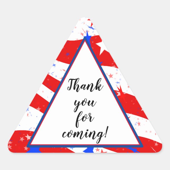 Sticker Triangulaire Merci | Fête de l'Indépendance Étoiles et rayures (Devant)