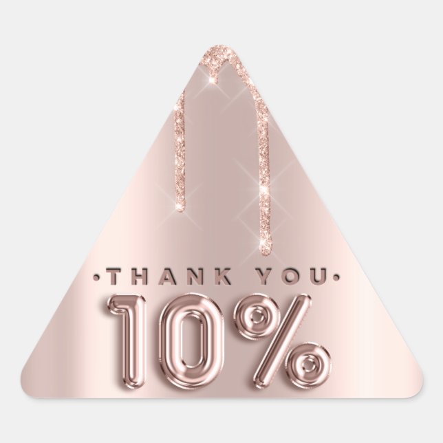 Sticker Triangulaire Merci Shopping Rose Drips 10%Off Triangle (Devant)