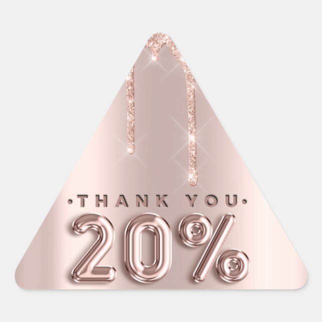 Sticker Triangulaire Merci Shopping Rose Drips 20%Hors Triangle (Devant)