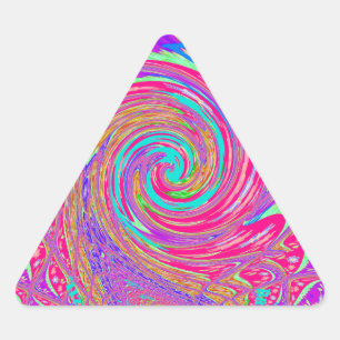 Sticker Triangulaire Mesmerizing Whirlpool Love Cyan Texte art Graphiqu