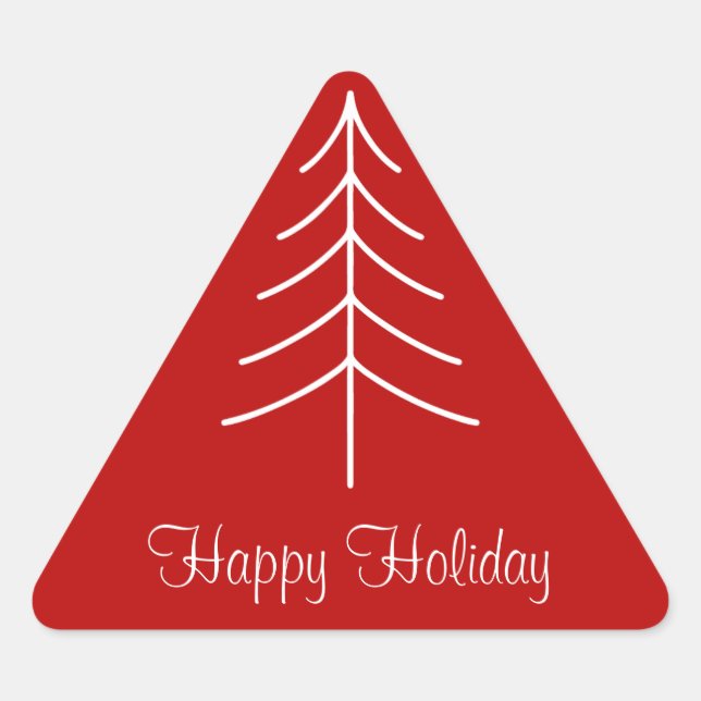 Sticker Triangulaire Moderne Clean Red & White Pine Tree Business (Devant)