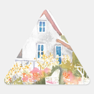 Sticker Triangulaire Monhegan Cottage J Kilburn