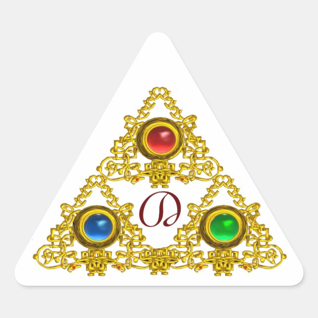 STICKER TRIANGULAIRE MONOGRAMME MAGIQUE ELFIQUE TALISMAN /OR TRIANGLE (Devant)