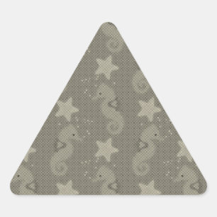 Sticker Triangulaire Motif Antique Seahorse Et Starfish