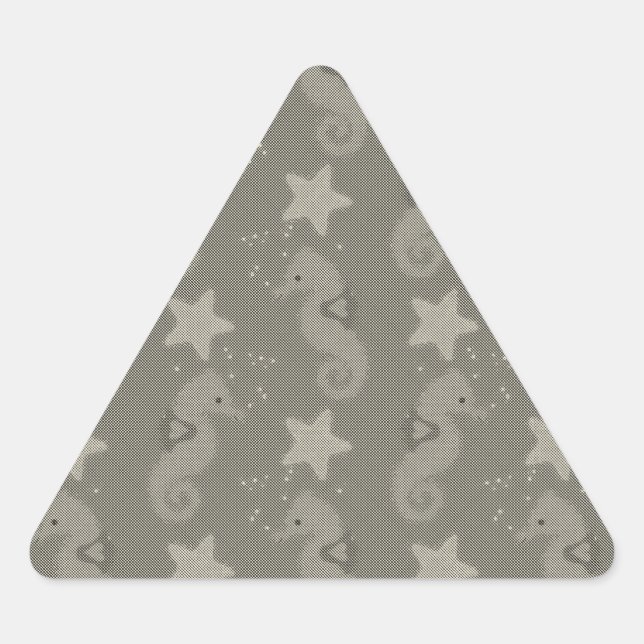 Sticker Triangulaire Motif Antique Seahorse Et Starfish (Devant)