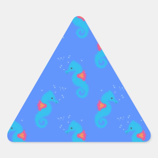 Sticker Triangulaire Motif Blue Seahorse (Devant)