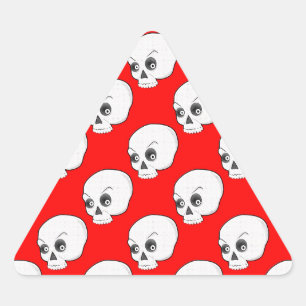 Sticker Triangulaire Motif crâne sur Arrière - plan rouge