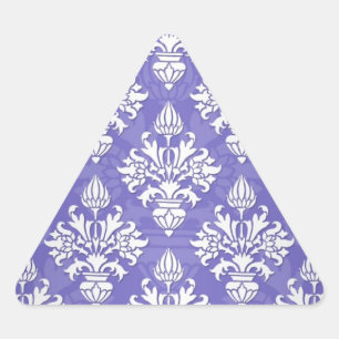 Sticker Triangulaire Motif Damassé Artichaut Bleu Pervenche Violet