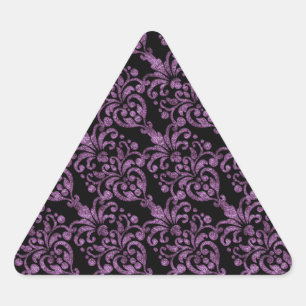 Sticker Triangulaire Motif de Damas de brillance violette victorienne