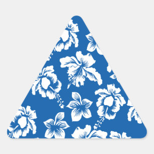 Sticker Triangulaire Motif de fleurs bleues Hawiian