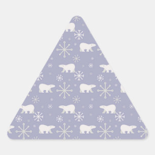 Sticker Triangulaire Motif de Noël avec ours polaires et flocons de nei