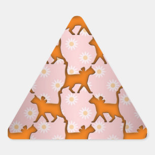 Sticker Triangulaire Motif de silhouette de chat orange