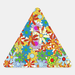 Sticker Triangulaire Motif floral moderne Couleurs vives