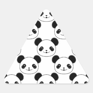 Sticker Triangulaire Motif Kawaii Panda En Noir Et Blanc